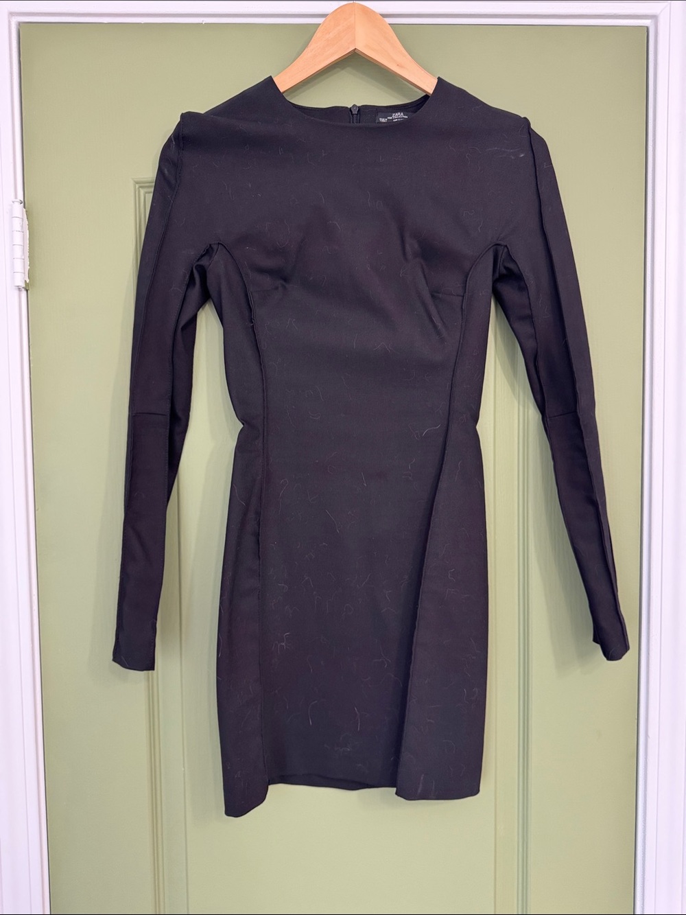 Zara Black Long-Sleeve Bodycon Mini Dress